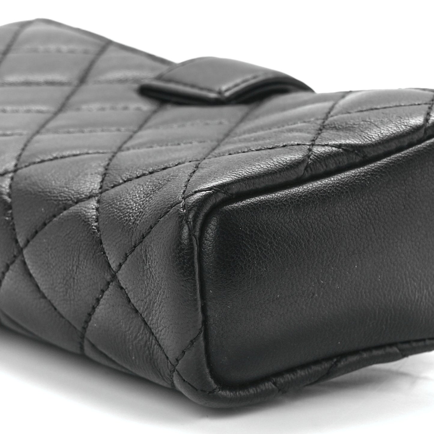 Lambskin Quilted Crystal Valentine Charms Mini Phone Holder Crossbody Bag Black