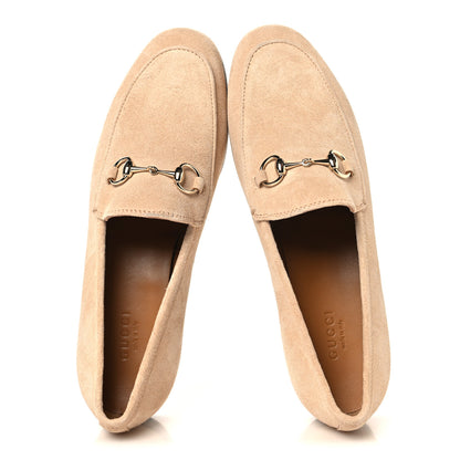 Gucci Suede Horsebit Womens Jordaan Loafers 37.5 Pink Sand 2 of 10