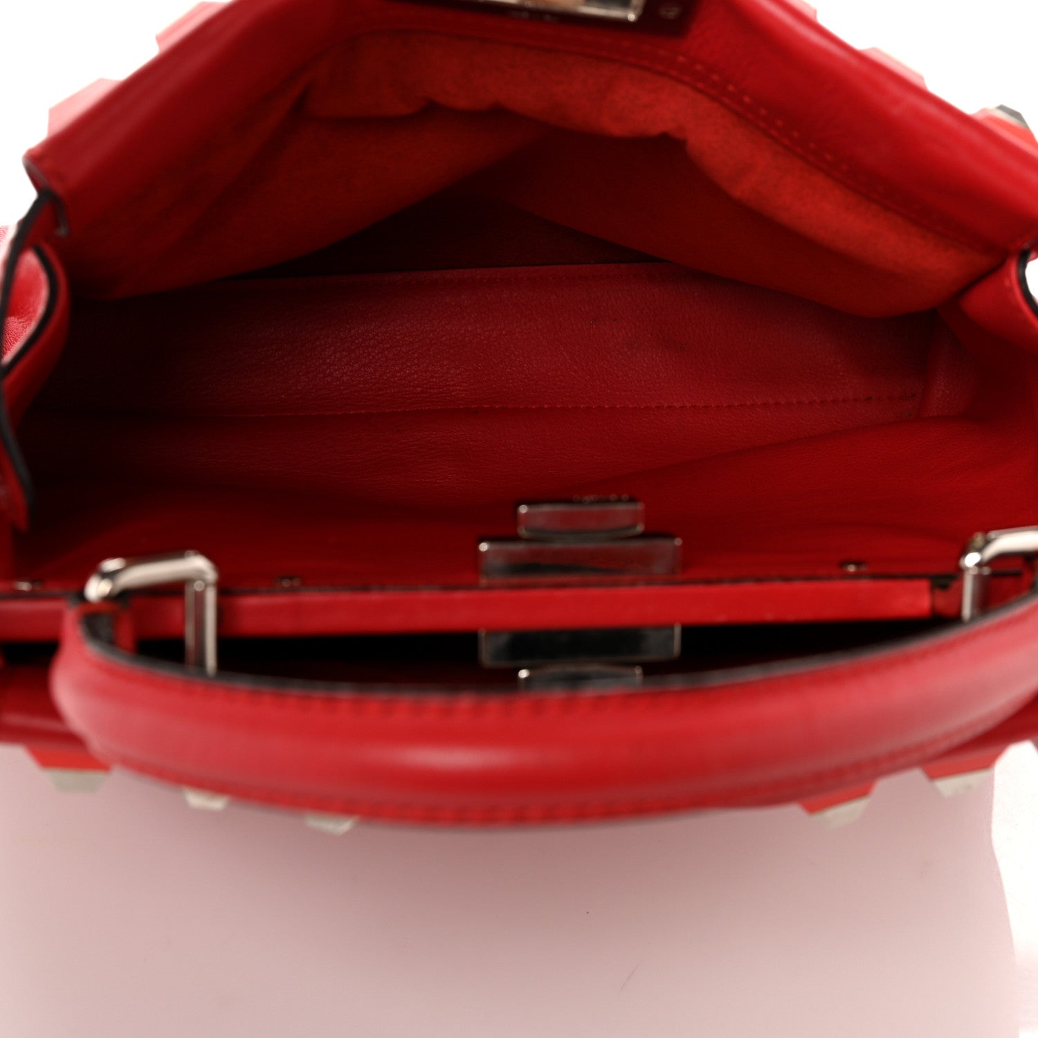 Fendi Vitello Seta Studded Medium Peekaboo Iconic Satchel Fiamma 5 of 11
