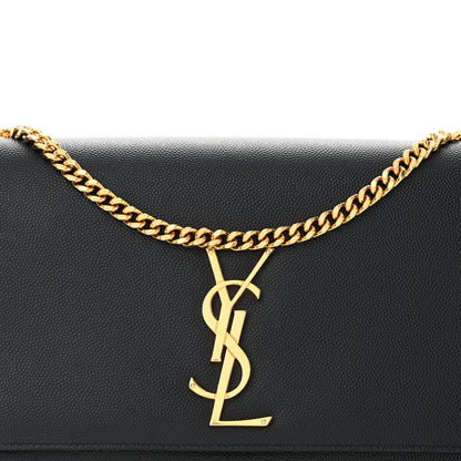 Saint Laurent Grain De Poudre Medium Classic Monogram Kate Satchel Deep Marine 8 of 13