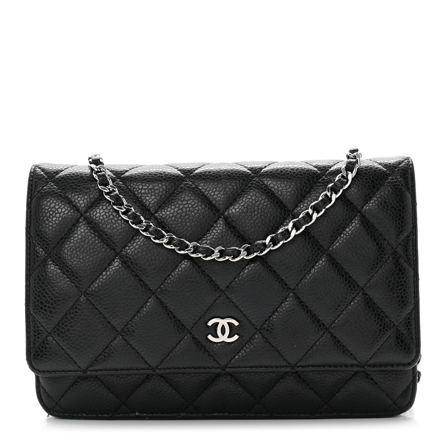 Caviar Quilted Wallet on Chain WOC Black