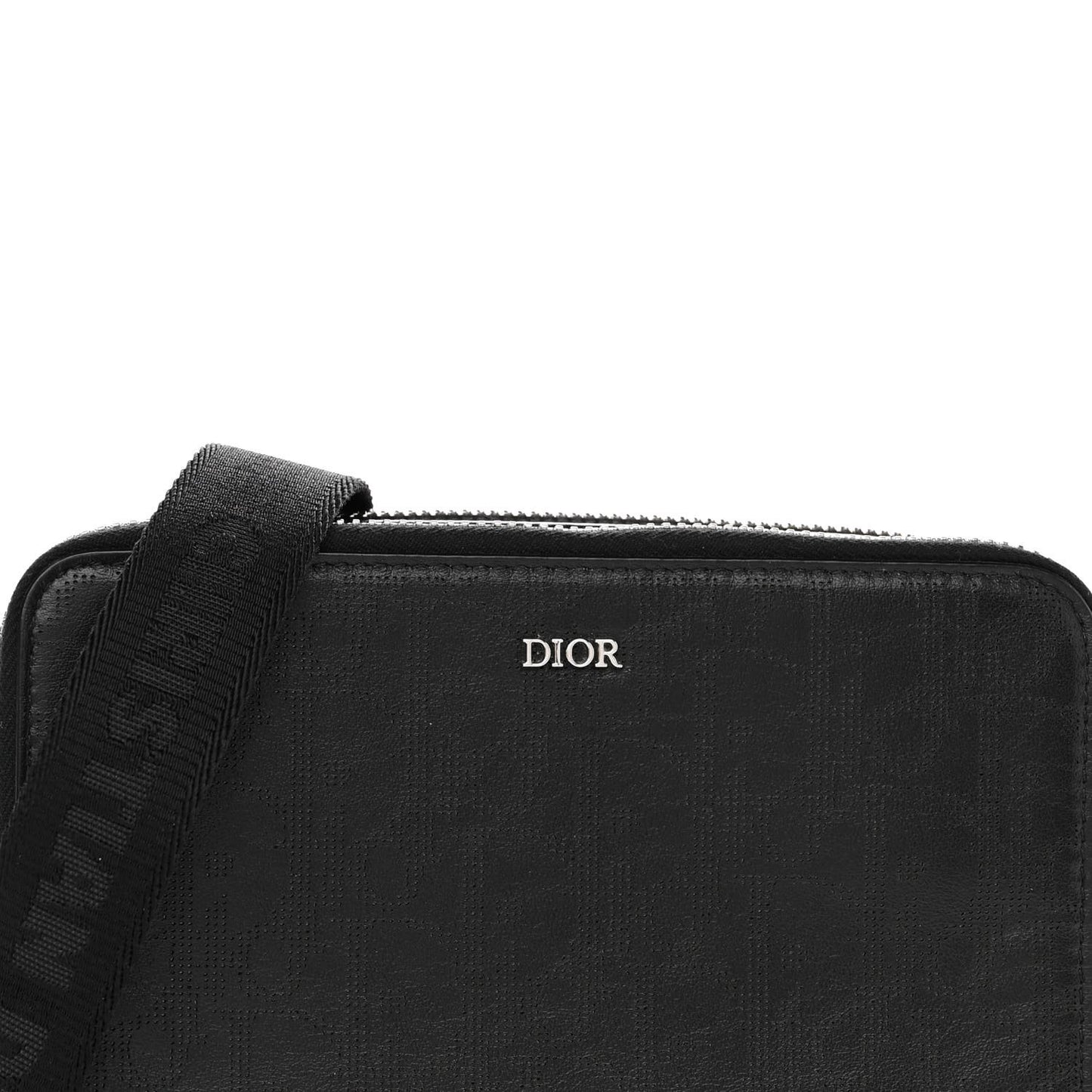 Calfskin Oblique Galaxy Perforated Messenger Black Multicolor