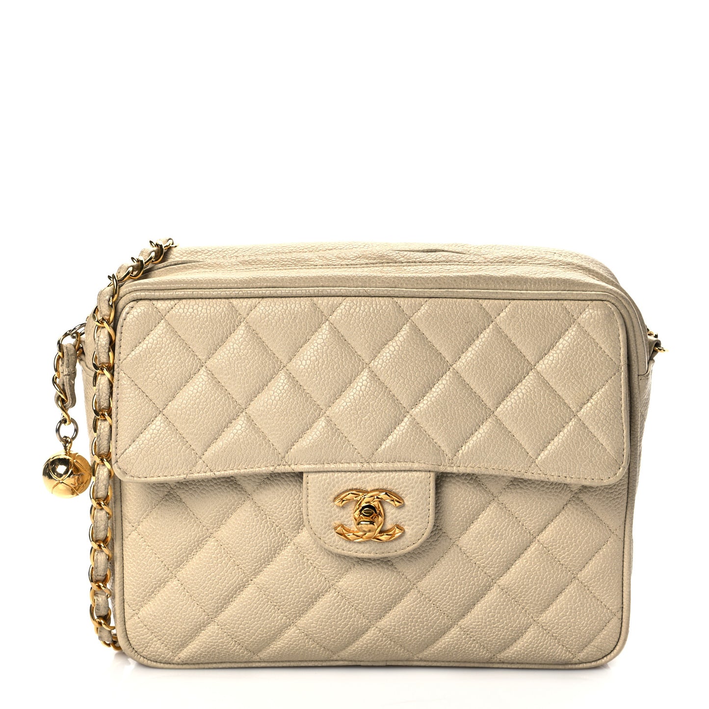 Caviar Quilted Camera Case Beige Clair