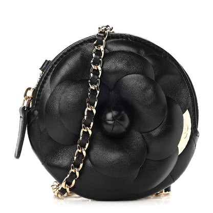 Chanel Lambskin Mini Camellia Bouquet Clutch With Chain Black 1 of 12