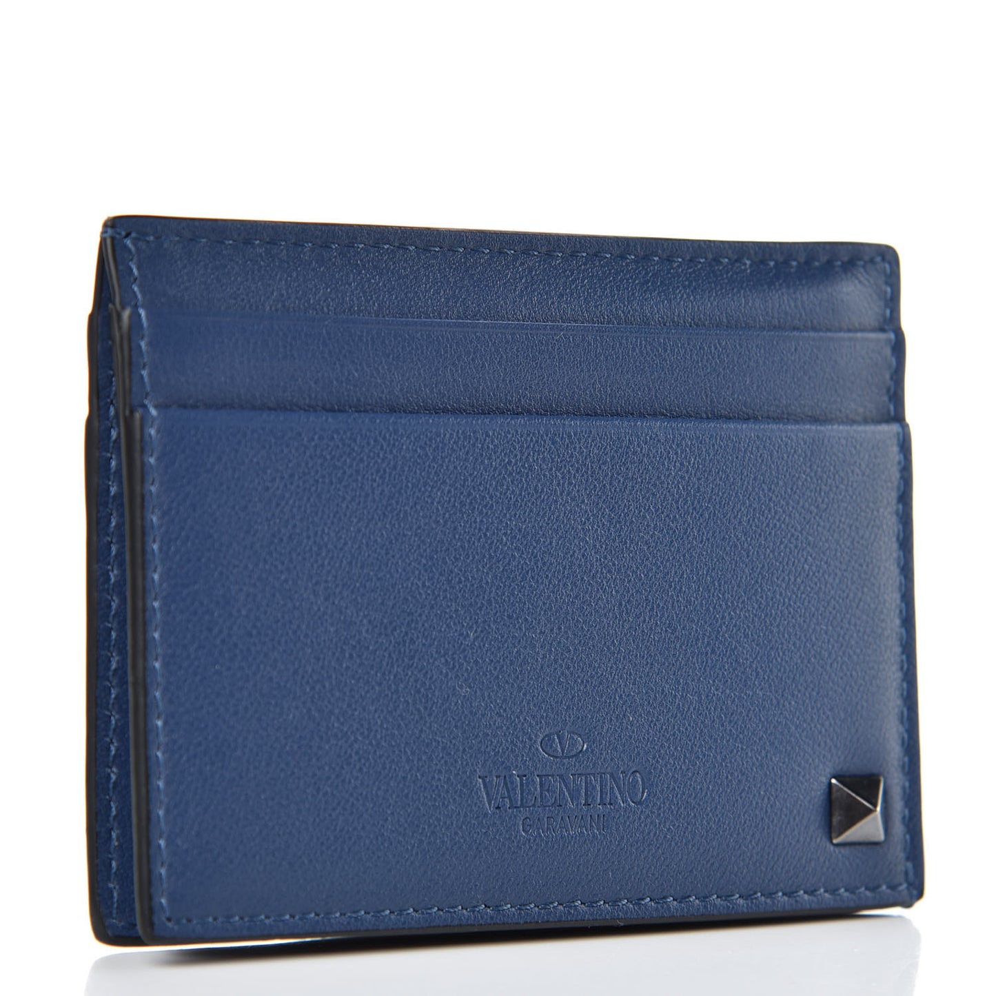 Vitello Rockstud Card Holder Indigo