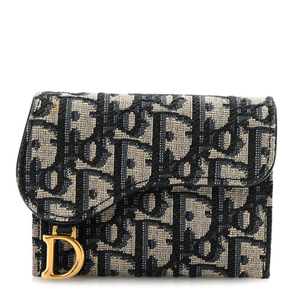 Christian Dior Oblique Saddle 5-Gusset Card Holder Blue 1 of 8