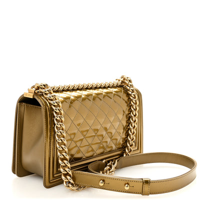 Chanel Metallic Patent Calfskin Quilted Medium Boy Flap Gold 3 of 10