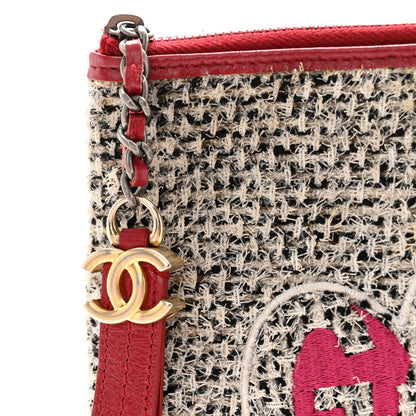 Chanel Tweed Calfskin Quilted Gabrielle Pouch Clutch Grey 8 of 8