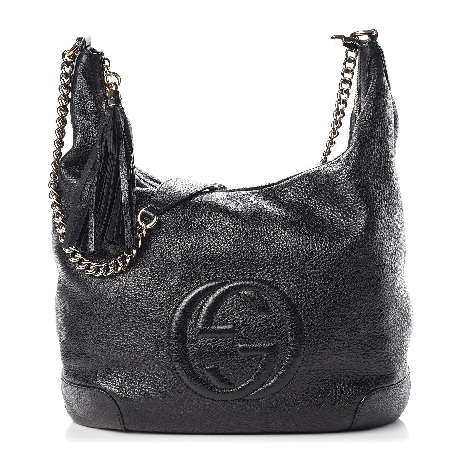 Gucci Pebbled Calfskin Medium Soho Chain Hobo Black 1 of 7