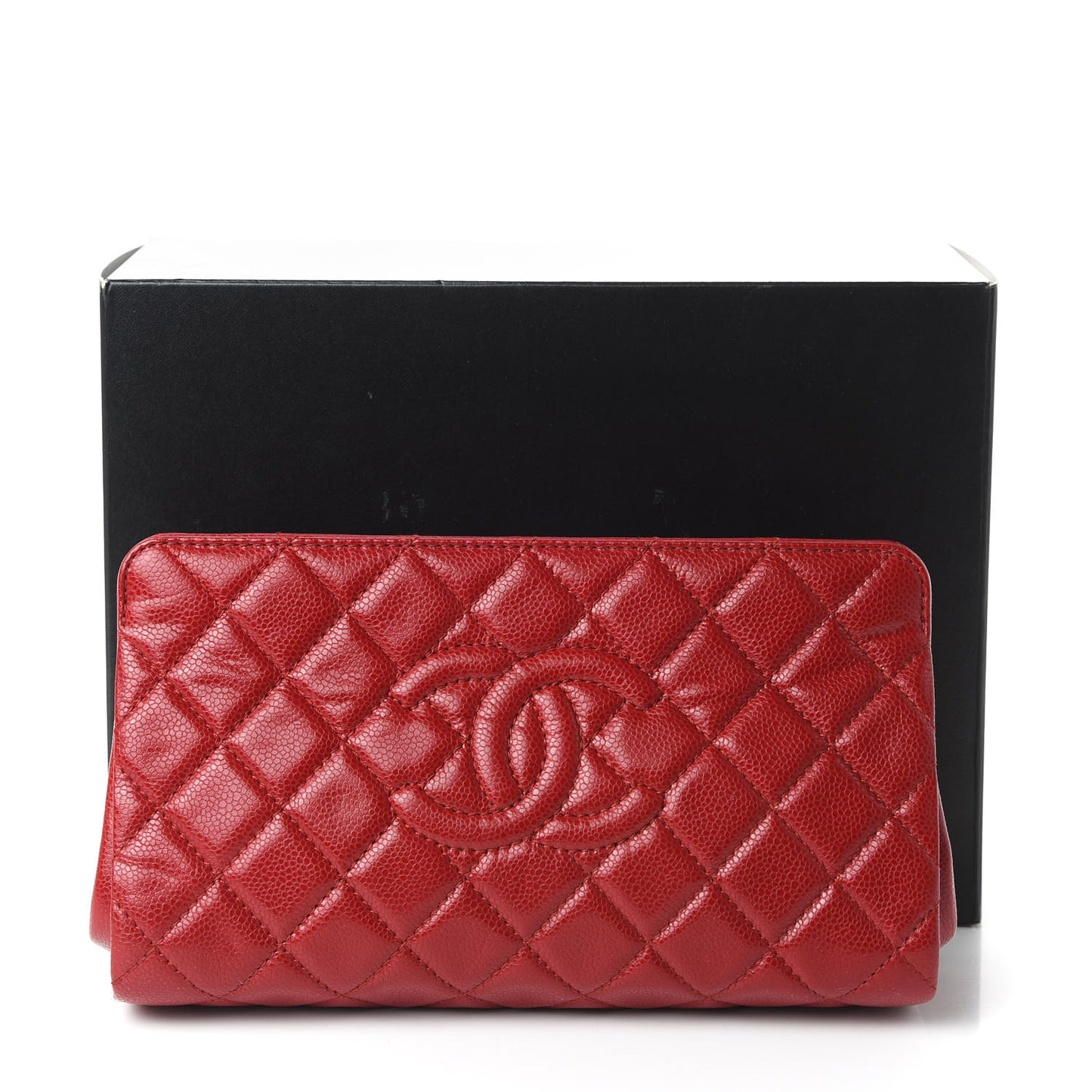 Caviar Quilted CC Clutch Red