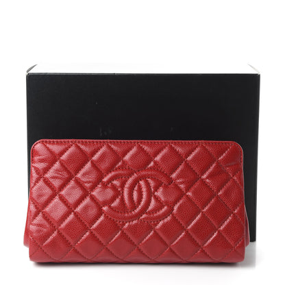 Chanel Caviar Quilted CC Clutch Red 11 of 14