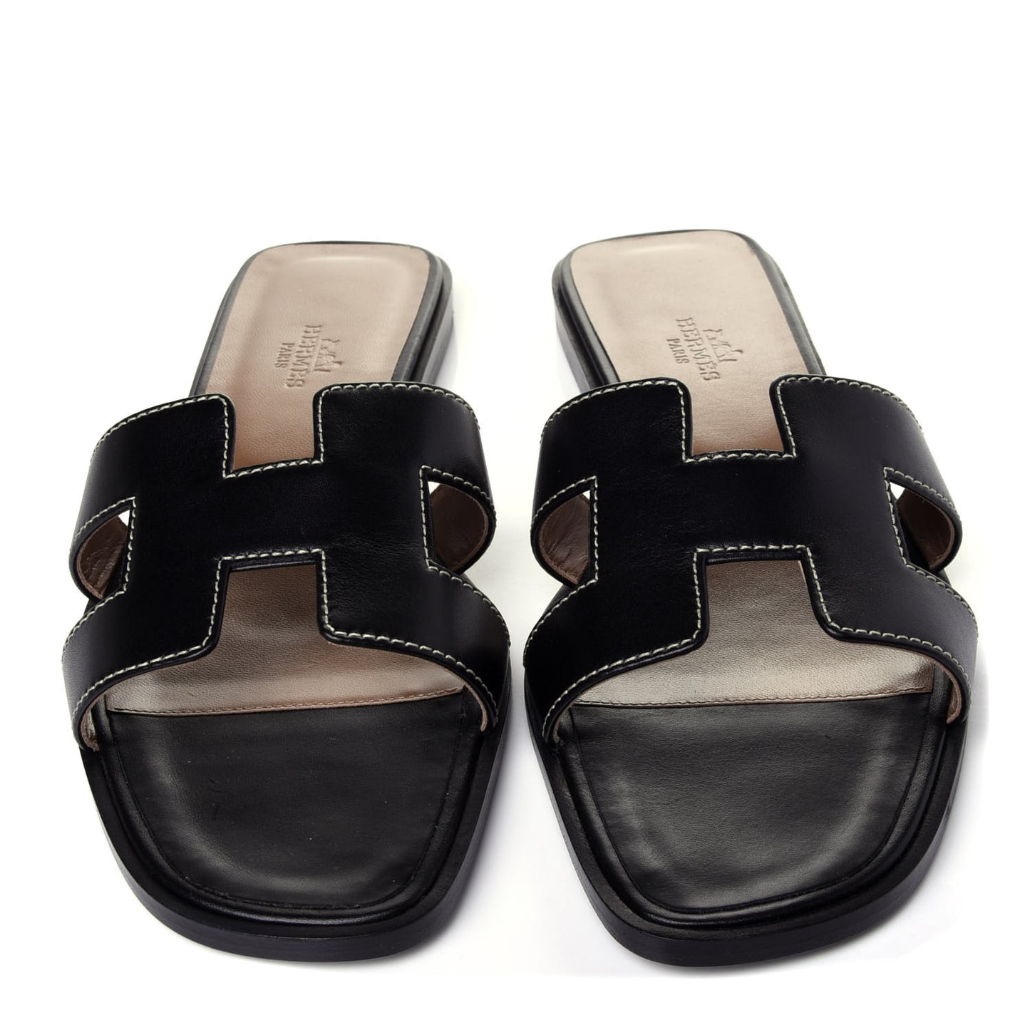 Box Calfskin Oran Sandals 38.5 Black