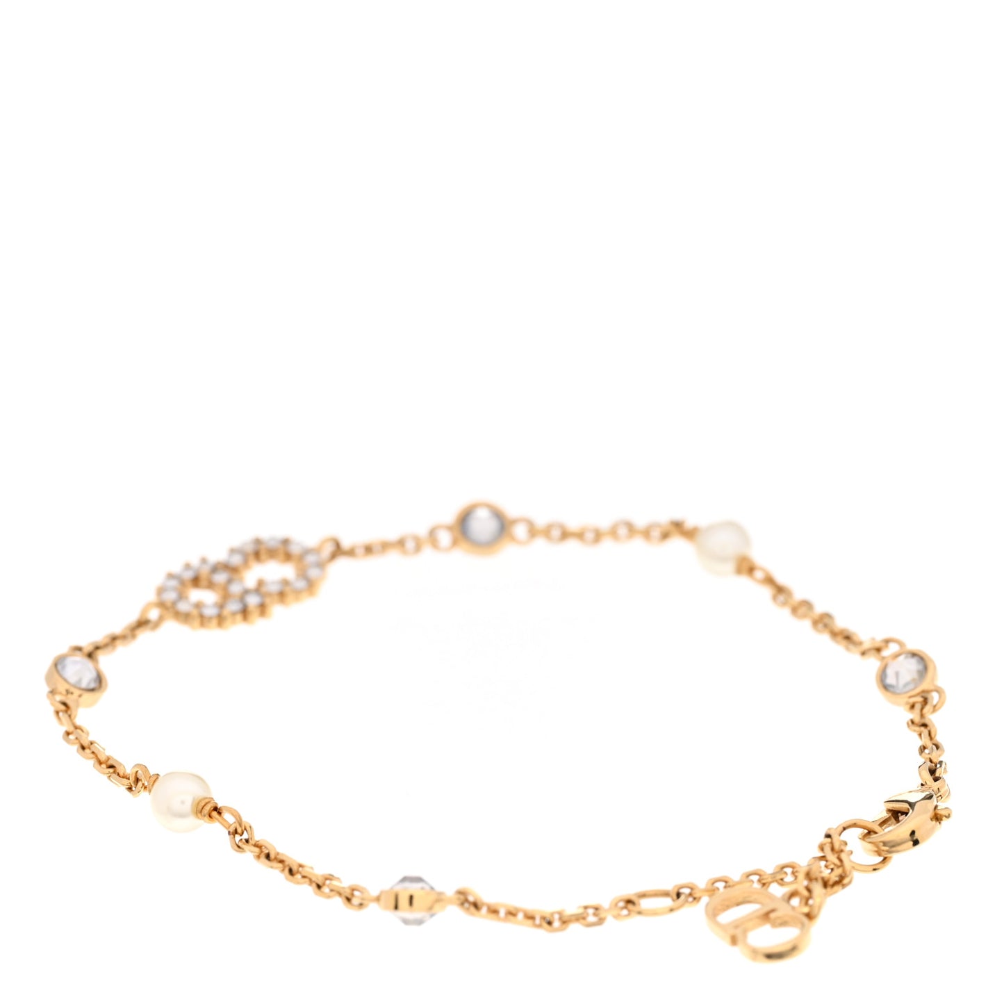 Crystal Pearl Clair D Lune Bracelet Gold