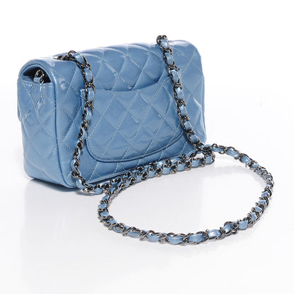 Chanel Patent Calfskin Quilted Mini Rectangular Flap Light Blue 3 of 7