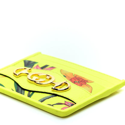 Gucci Calfskin Flora Print Zumi Card Holder Yellow Fluo 7 of 9