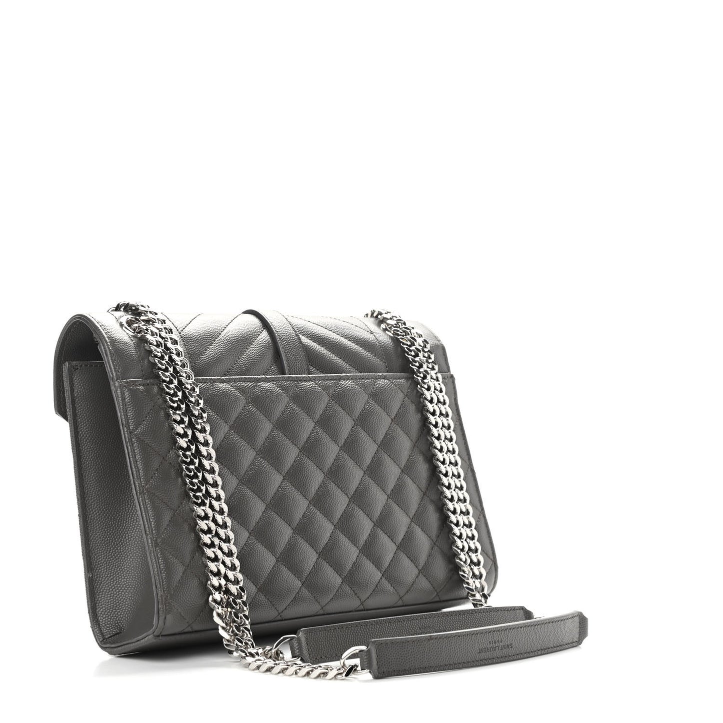 Grain De Poudre Textured Mixed Matelasse Medium Triquilt Monogram Satchel Earth