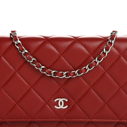 Chanel Lambskin Quilted Wallet On Chain WOC Red 9 of 18