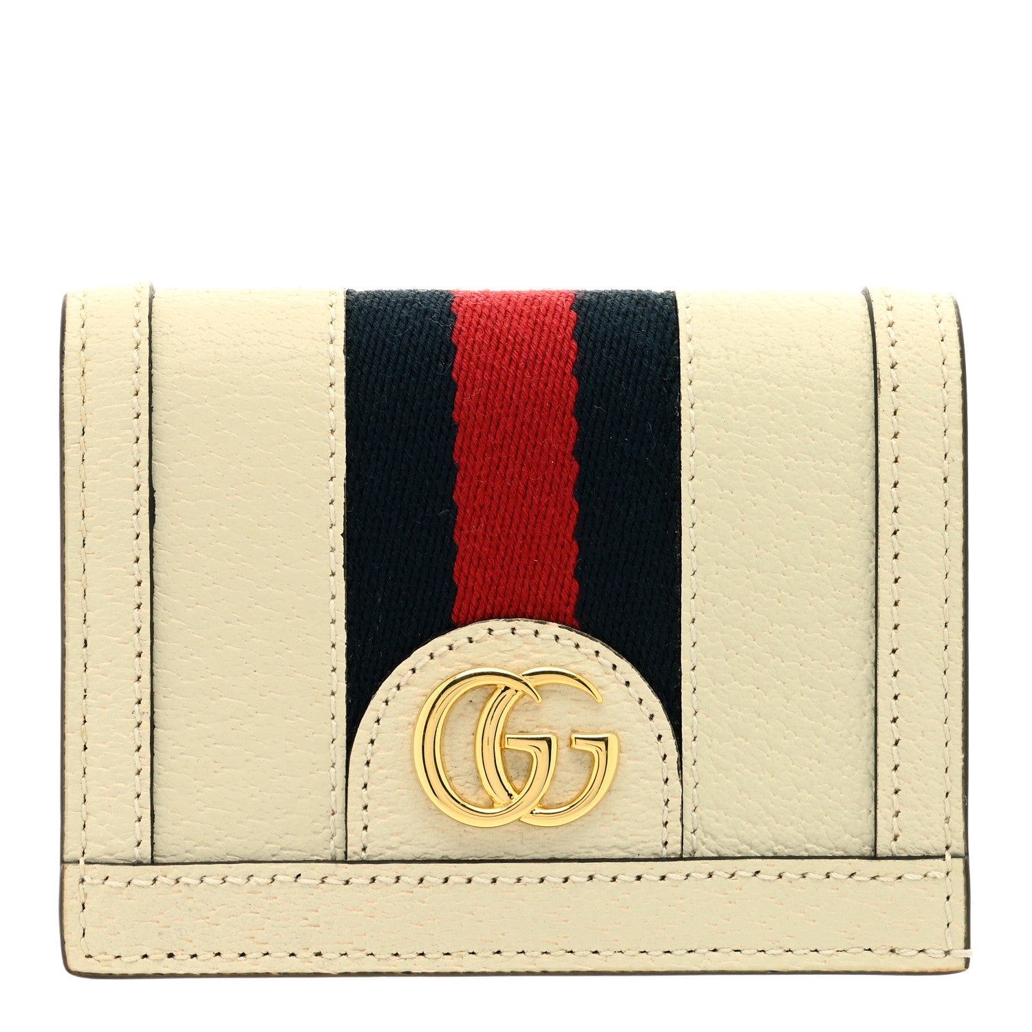 Gucci Textured Calfskin Web Ophidia Card Case Mystic White 1 of 7