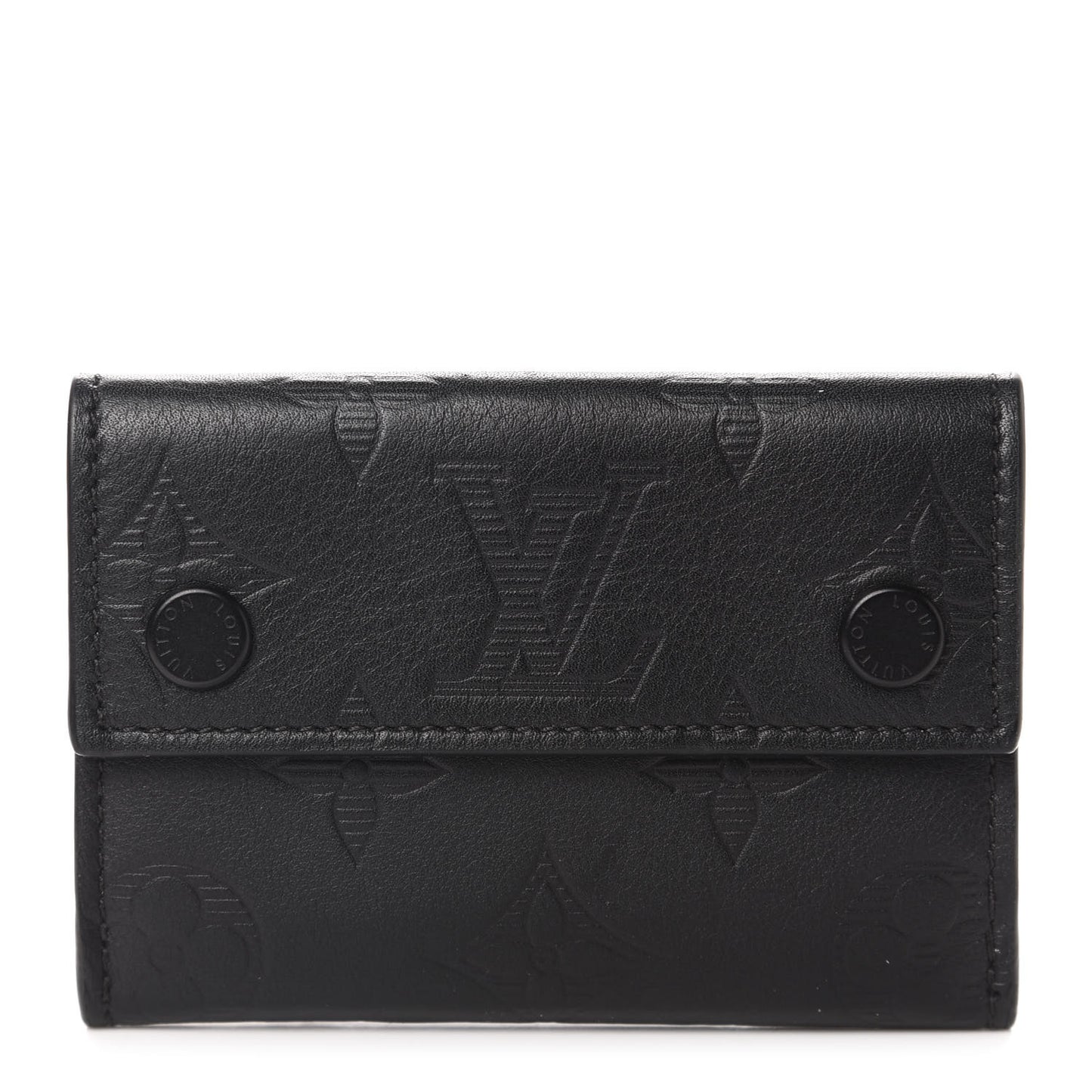 Calfskin Monogram Shadow Discovery Compact Wallet Black