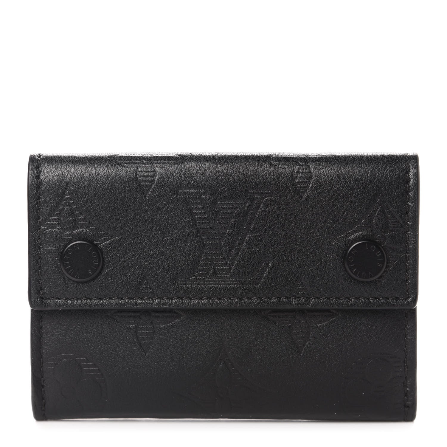 Louis Vuitton Calfskin Monogram Shadow Discovery Compact Wallet Black 1 of 6