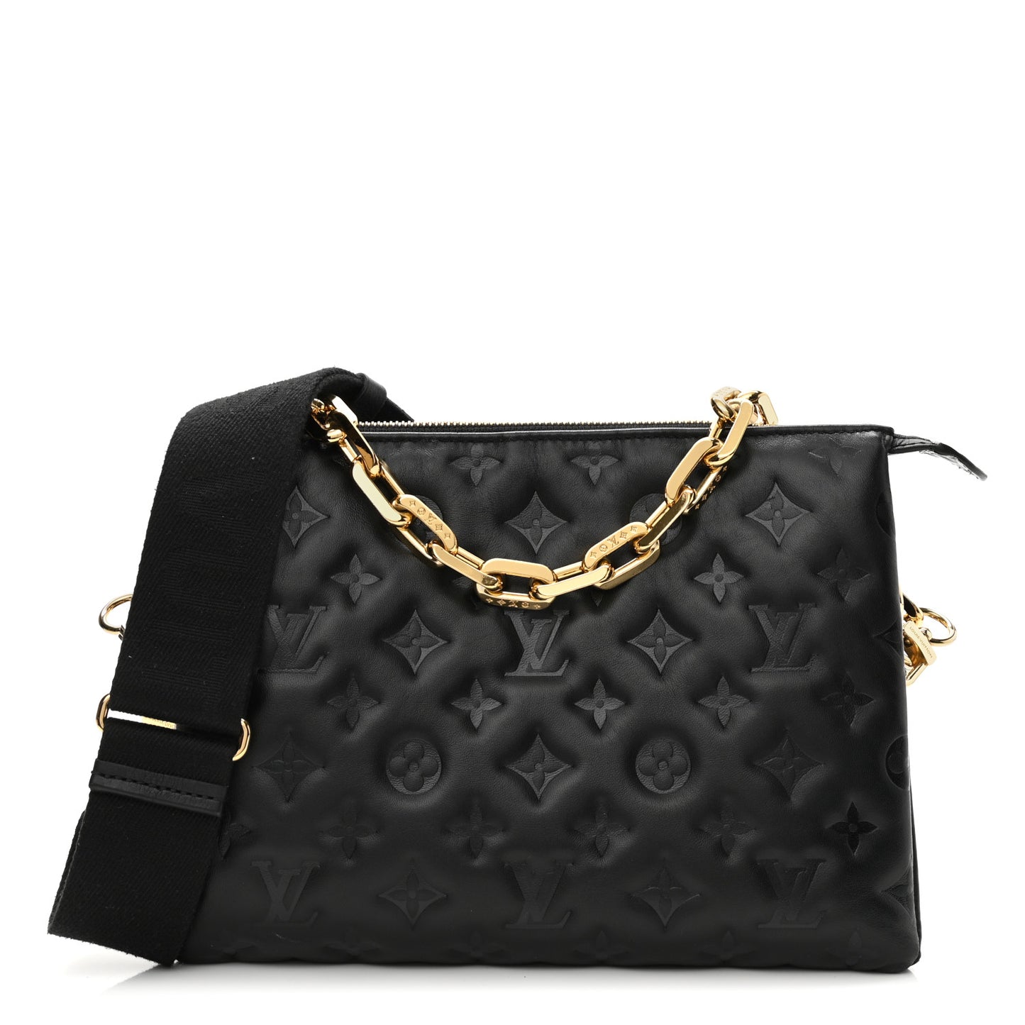 Lambskin Embossed Monogram Coussin PM Black