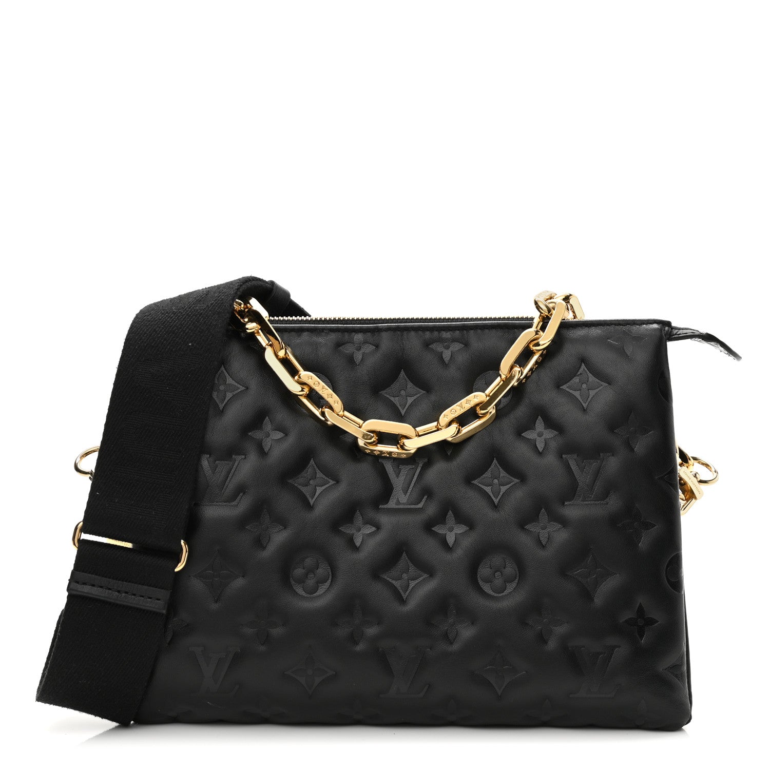 Louis Vuitton Lambskin Embossed Monogram Coussin PM Black 1 of 12