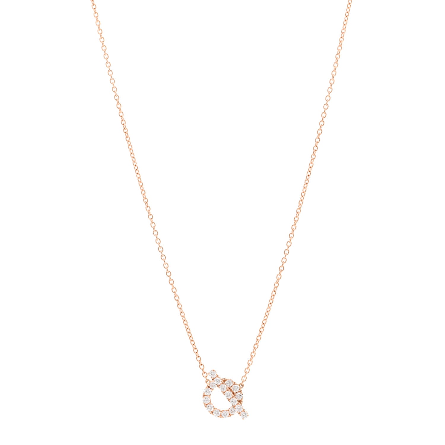 Hermes 18K Rose Gold Diamond Finesse Pendant Necklace 1 of 6