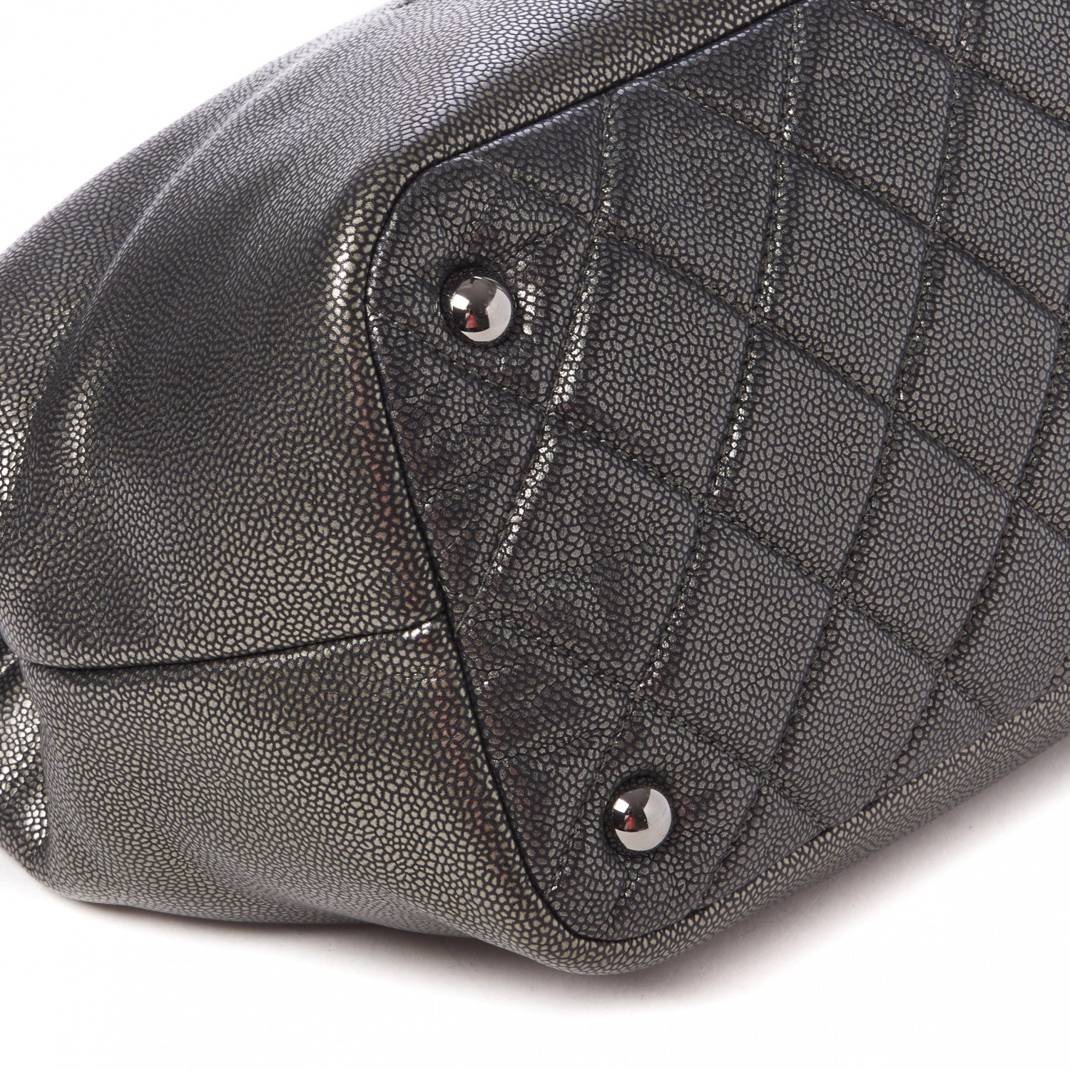 Chanel Metallic Caviar Quilted CC Timeless Tote Dark Silver 5 of 9