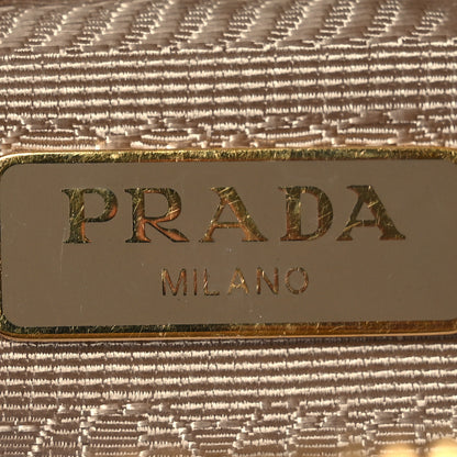 Prada Raffia Effect Crochet Metal Triangle Logo Mini Triangle Shoulder Bag Naturale 6 of 15