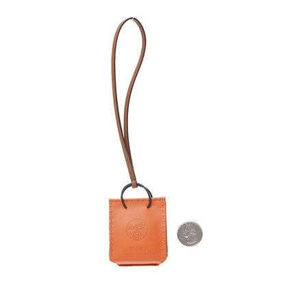 Hermes Milo Lambskin Swift Shopping Bag Charm Feu Gold 2 of 4