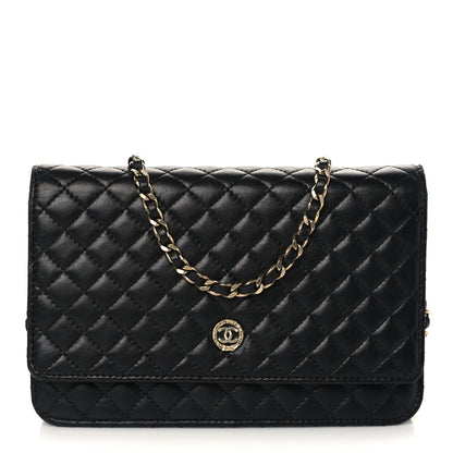 Chanel Lambskin Micro Quilted Wallet On Chain WOC Black 1 of 10