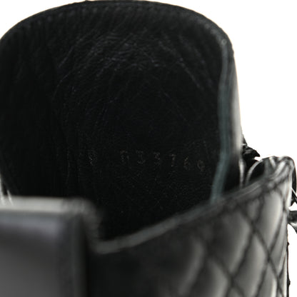 Chanel Calfskin Quilted Lace Up Combat Boots 39.5 Black 6 of 13