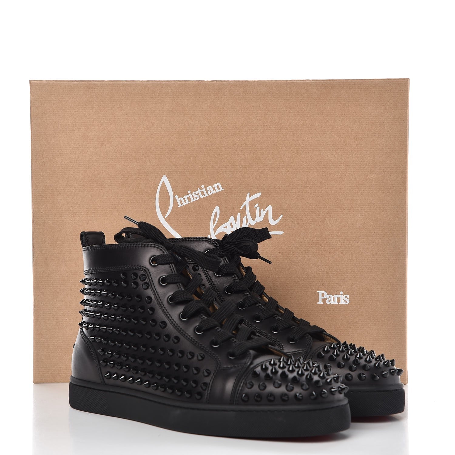 Christian Louboutin Mens Calfskin Louis Spikes Flat Sneakers 41.5 Black 8 of 8