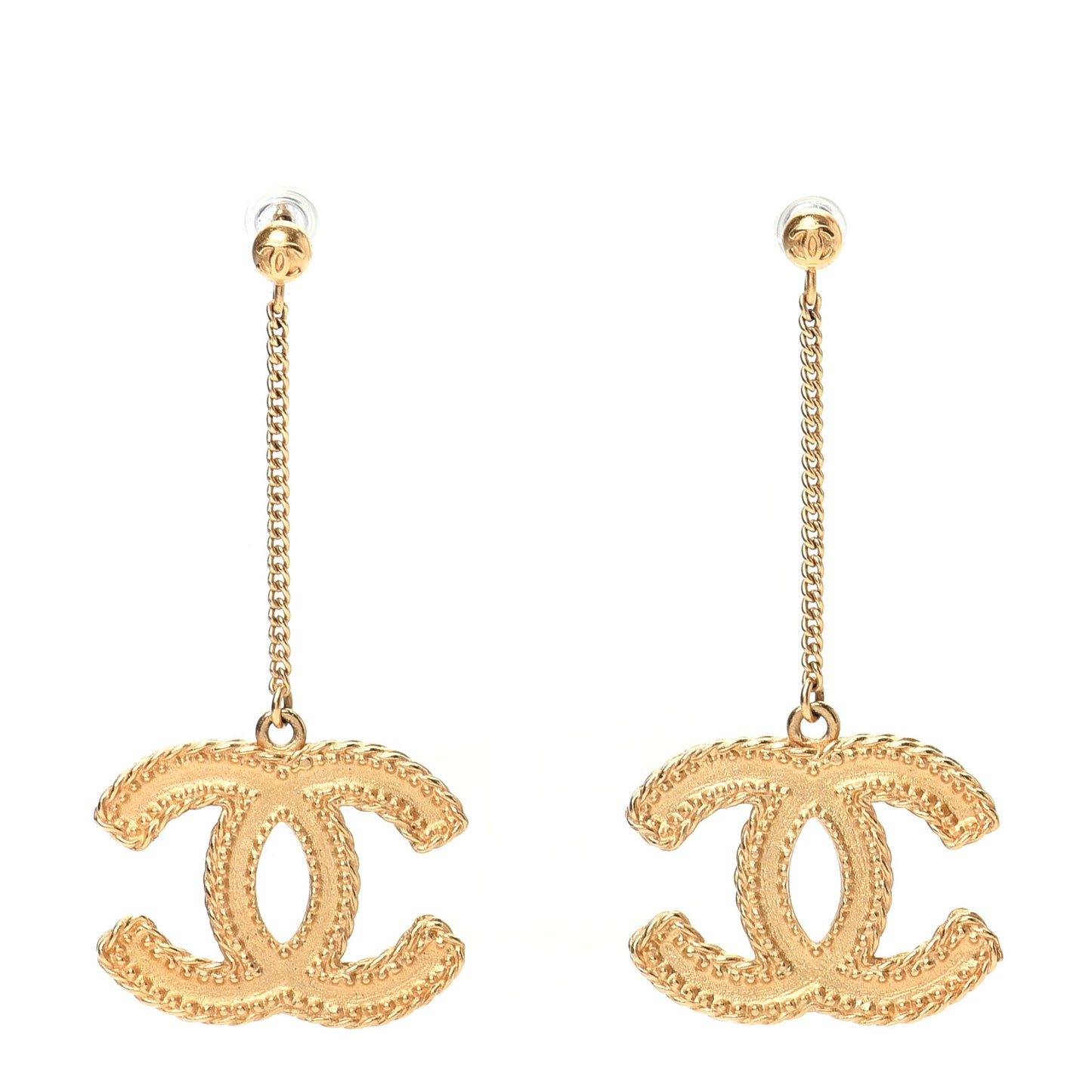 CC Drop Earrings Matte Gold