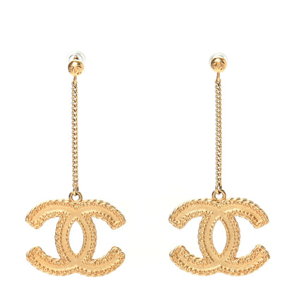 Chanel CC Drop Earrings Matte Gold 1 of 5