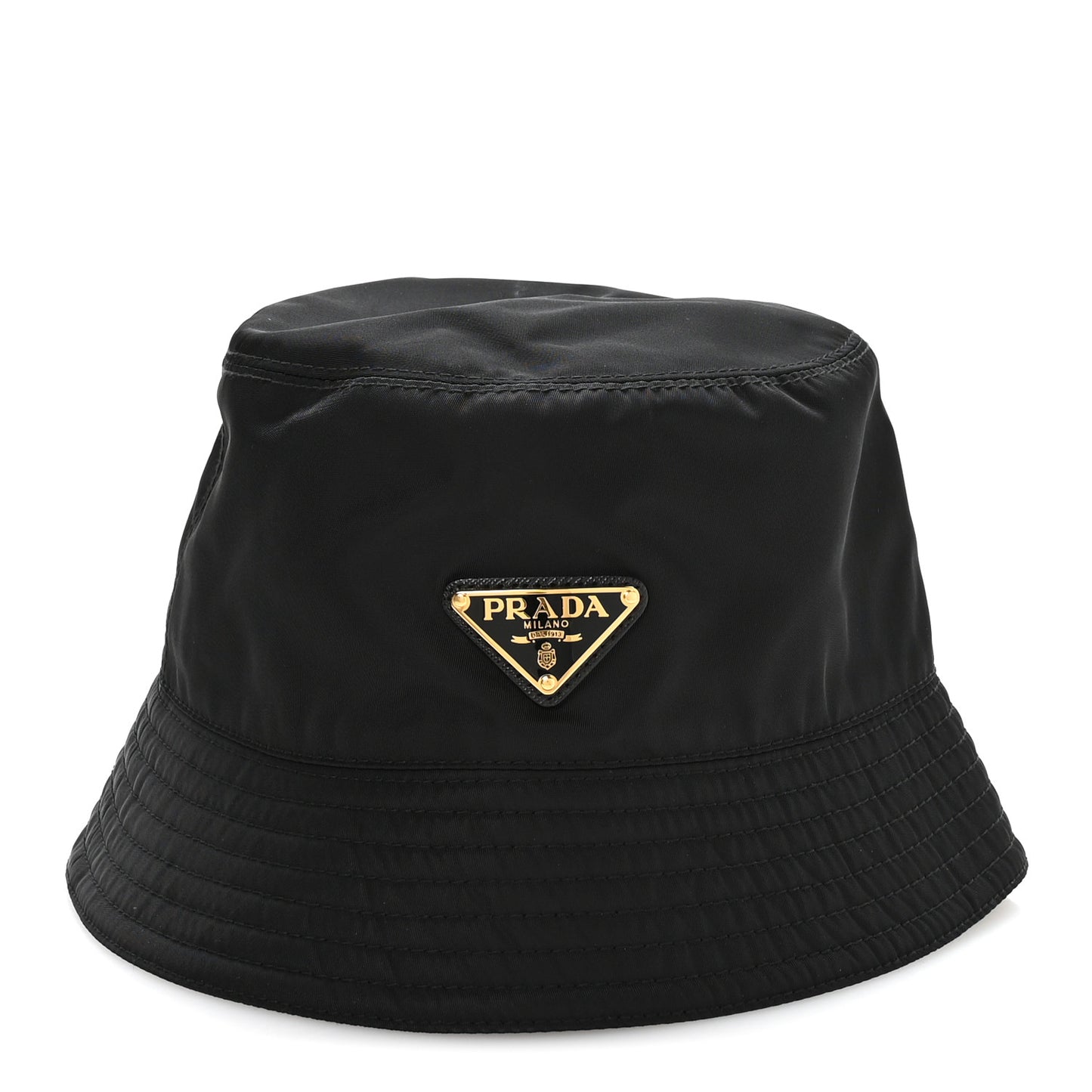 Re-Nylon Metal Triangle Logo Womens Bucket Hat M Black