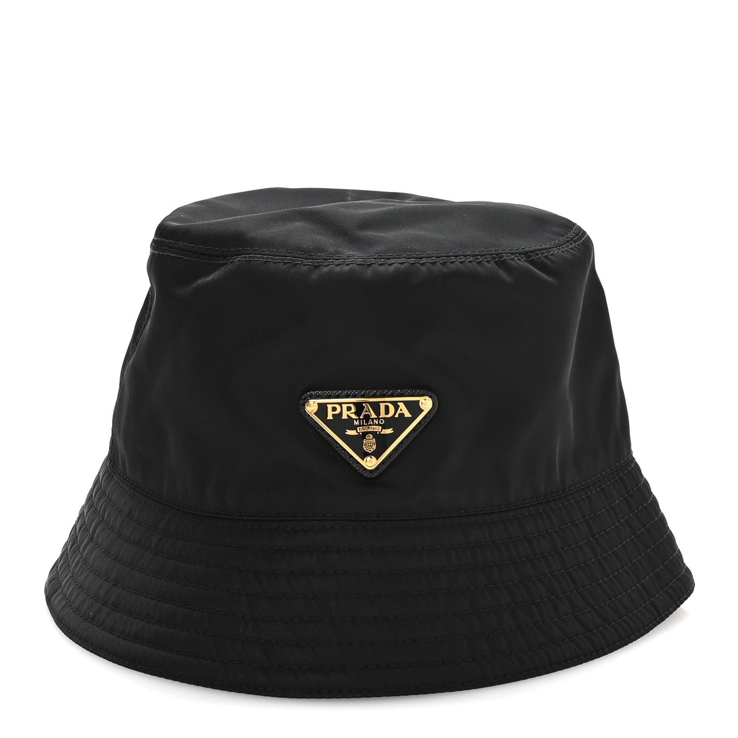 Prada Re-Nylon Metal Triangle Logo Womens Bucket Hat M Black 3 of 8