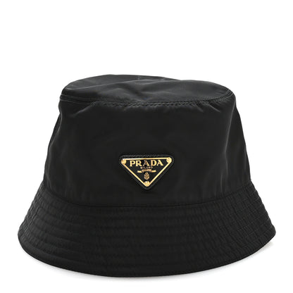 Prada Re-Nylon Metal Triangle Logo Womens Bucket Hat M Black 3 of 8