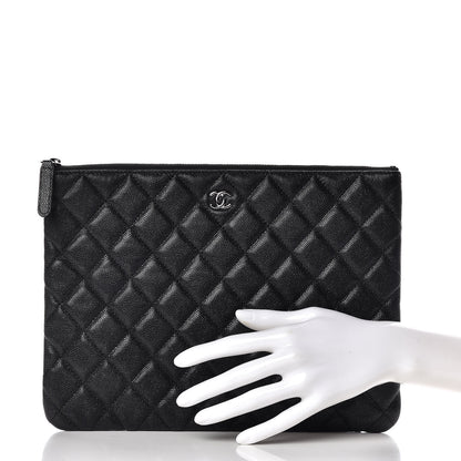 Chanel Metallic Caviar Quilted Medium Cosmetic Case Black 2 of 10