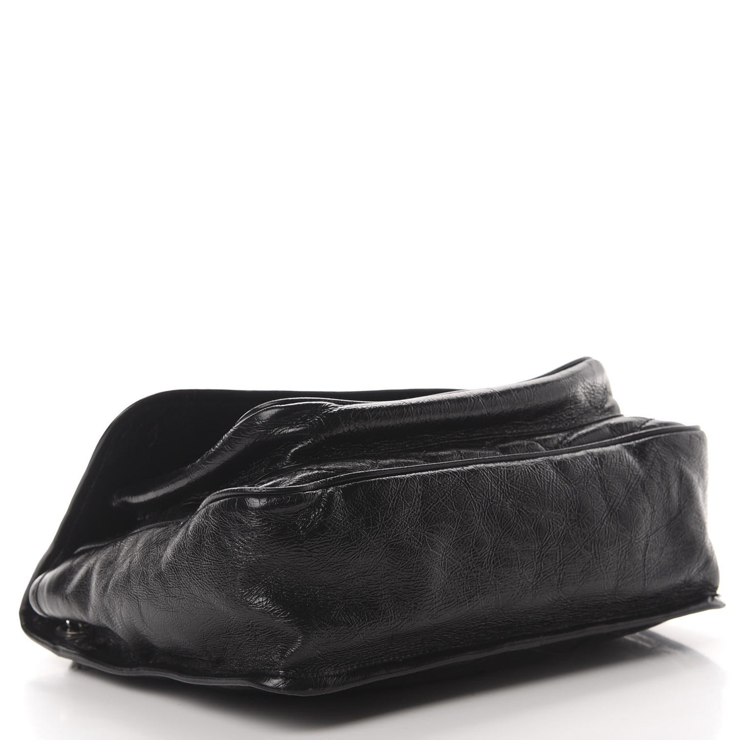 Crinkled Calfskin Matelasse Monogram Medium Niki Chain Satchel Black