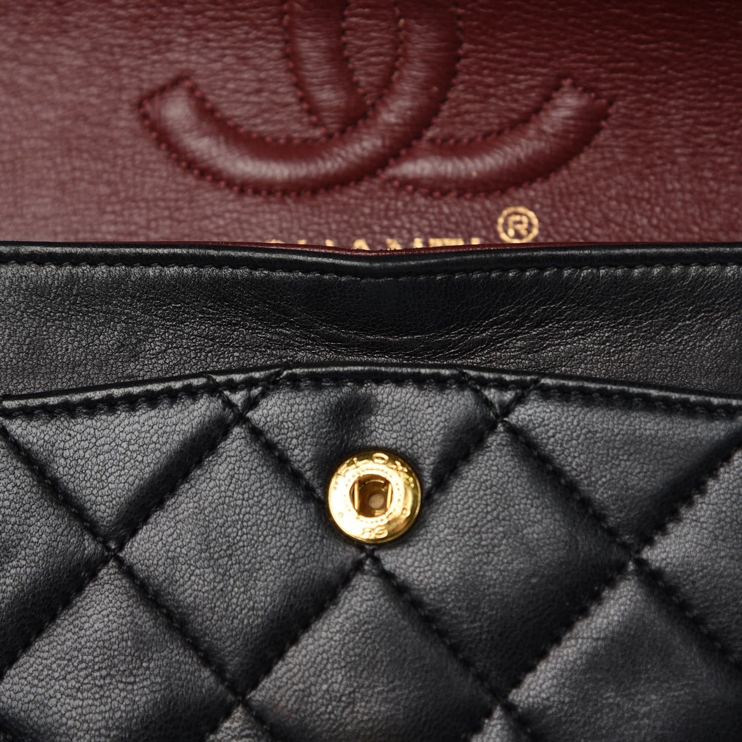 Lambskin Quilted Small Double Flap Black