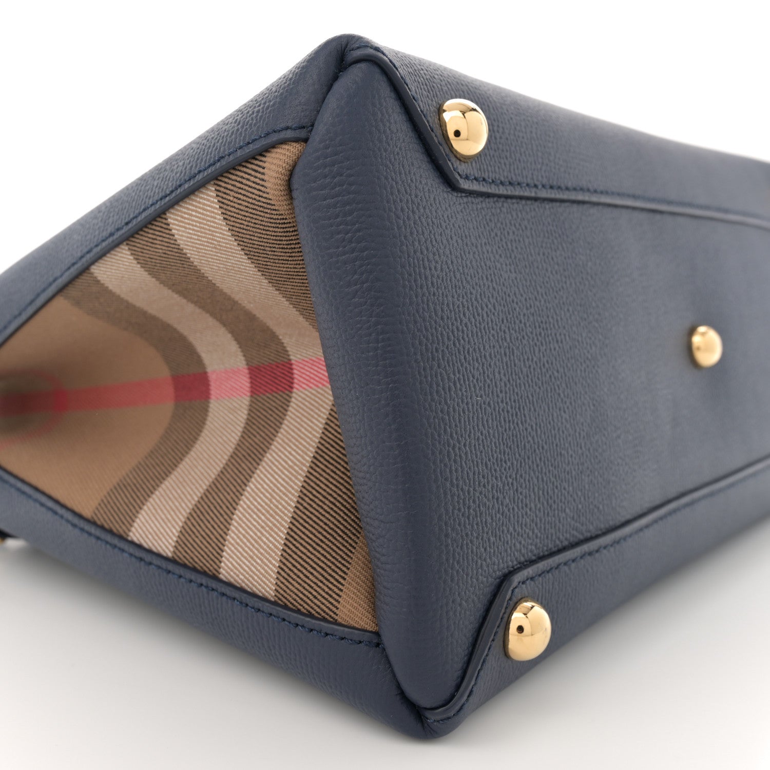 Burberry Grainy Calfskin House Check Medium Banner Tote Regency Blue 10 of 12