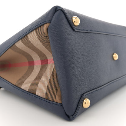 Burberry Grainy Calfskin House Check Medium Banner Tote Regency Blue 10 of 12