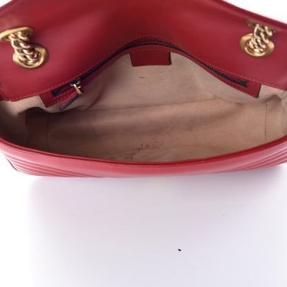 Gucci Calfskin Matelasse Small GG Marmont Shoulder Bag Hibiscus Red 5 of 12