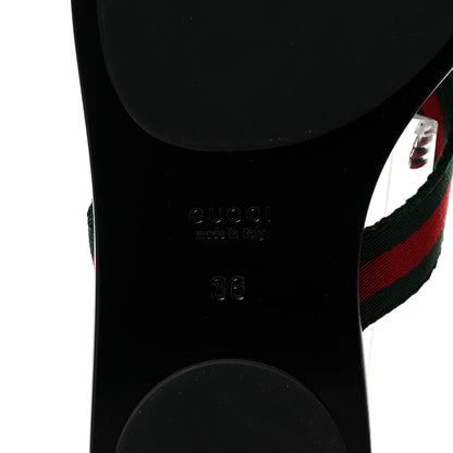 Gucci Nylon Calfskin Web GG Monogram Womens Thong Sandals 36 Green Red Black 6 of 8