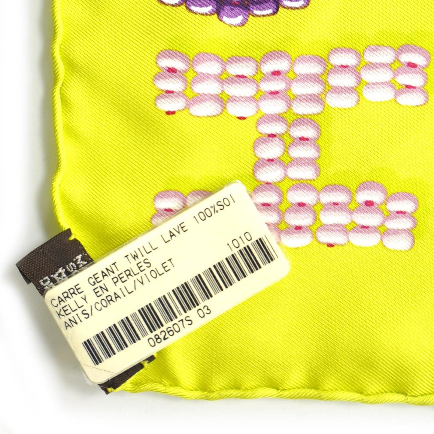 Silk Geant Twill Lave Kelly En Perles Scarf 140