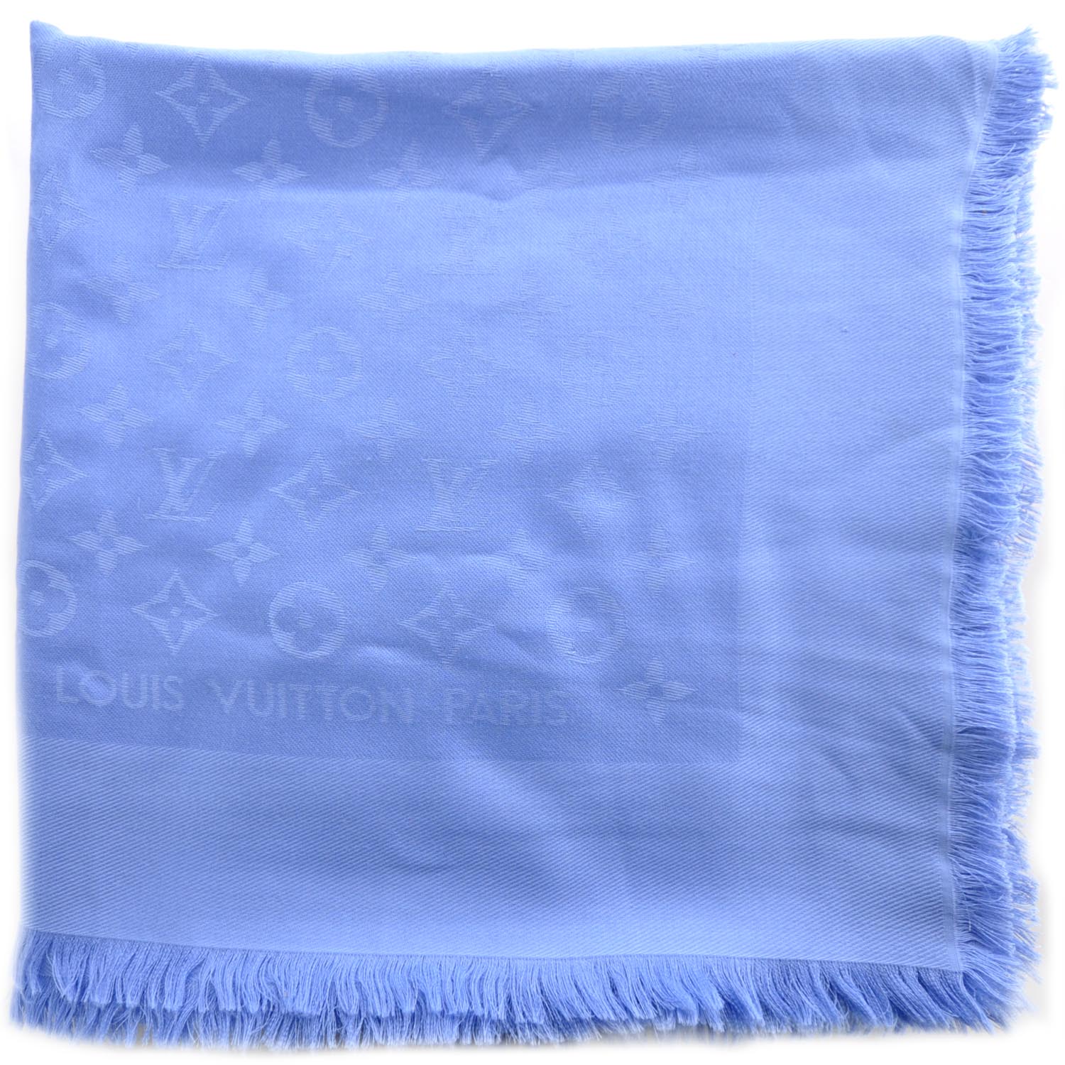 Louis Vuitton Wool Silk Monogram Shawl Blue 1 of 4