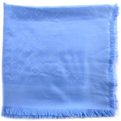Louis Vuitton Wool Silk Monogram Shawl Blue 1 of 4