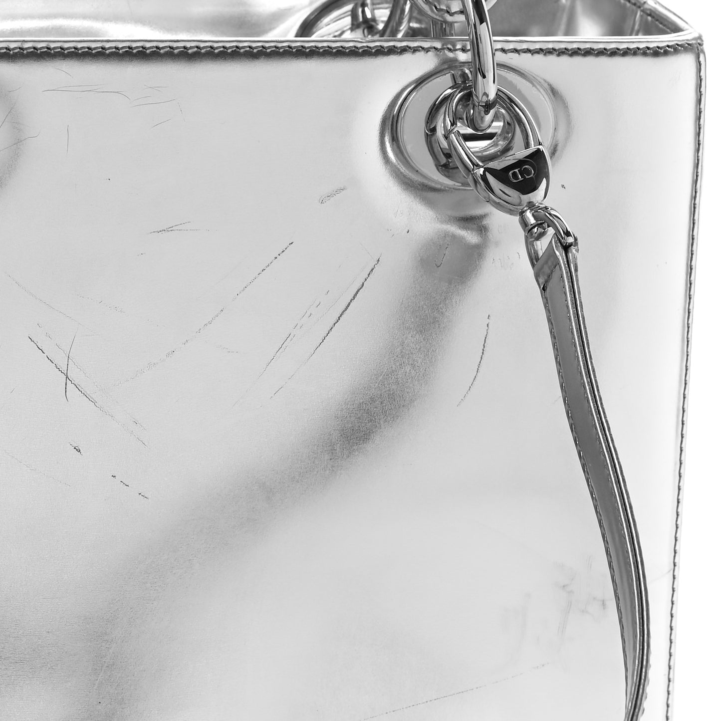 Metallic Patent Calfskin Medium Lady Dior Silver