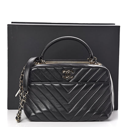 Chanel Lambskin Chevron Quilted Small Trendy CC Bowling Bag Black 14 of 14
